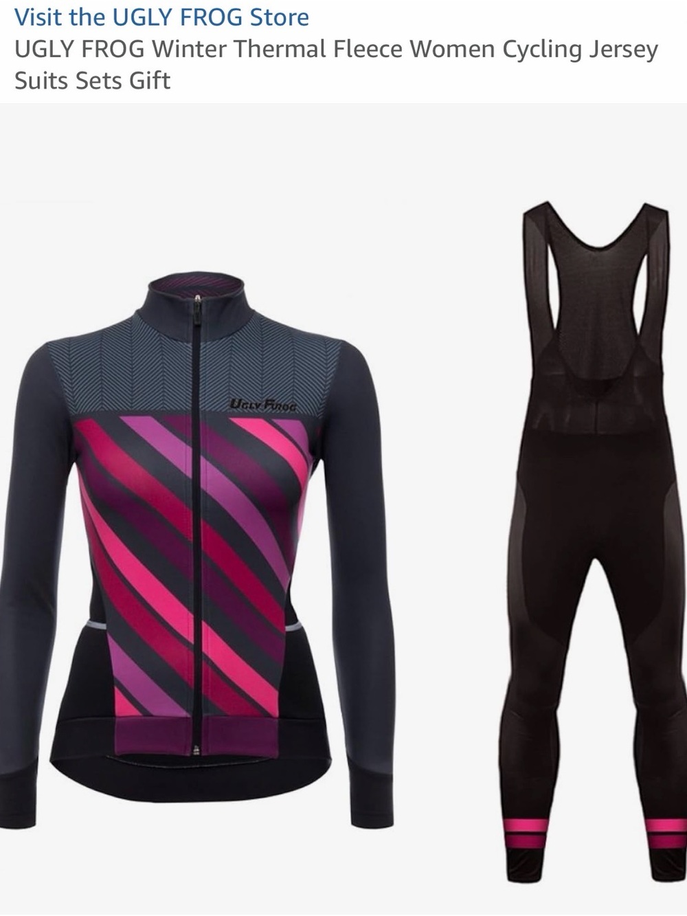UGLY FROG Women’s Thermal Cycling Jersey & Bib Tights-Pink Stripes - Make Offer